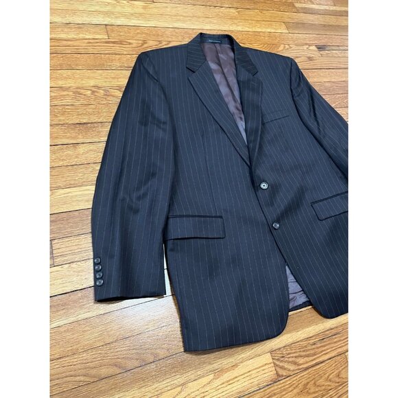 Lauren Ralph Lauren Mens Blazer Sz 46L Striped Gray Wool 2 Button Sport Coat - Picture 2 of 6